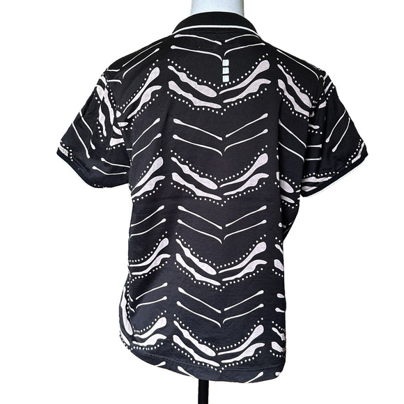 Jamie Sadock Athletic Golf Top Size Medium Black Cream Tan Abstract Zipper sz M - Picture 2 of 7